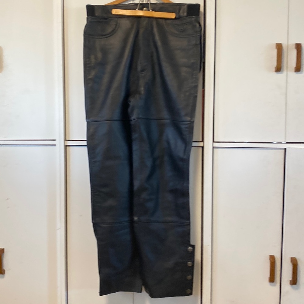 First Gear Genuine Leather Men's Biker Pants